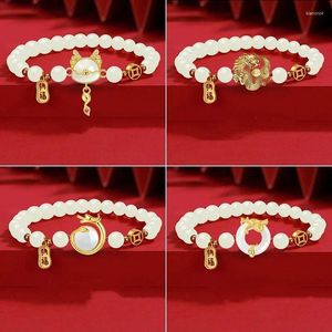Länkarmband 2024 Kinesisk stil Färgglad handgjorda pärlor Dragonformade armband för kvinnor Girl Creative Metal Geometric