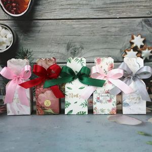 Gift Wrap 50Pcs Box Party Candy Paper Boxes Baby Dessert Bag Thank You Packaging Decoration Flower Guests Forest Green