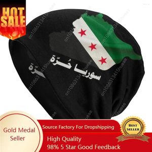 Berets Winter Warm Knit Hats Unisex Adult Syria Independence Flag Map Arabic Calligraphy Skullies Beanies Caps Syrian Pride Bonnet