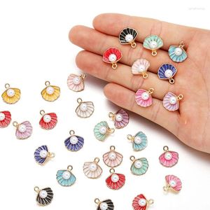 Charms 10pcs Alloy Enamel Shell Pearl Beads For Earring Necklace Bracelet Pendants DIY Jewelry Making Findings 16 14.5cm W261