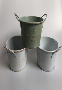10Pcslot D12XH6 Vintage Nostalgia Tin Planter Galvanized Buckets Wedding Succulents Pot Romancique de Paris Since 1898 T2005291021414