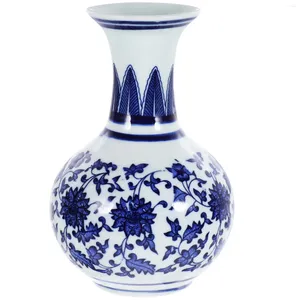花瓶青と白の磁器花瓶の家の装飾フラワーアレンジメント小さなレトロセラミックデスクトップドライポット
