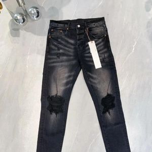 Calça feminina de calça púrpura de jeans de moda de moda de melhor qualidade Reparo de buraco negro REPARO LOW ROSE