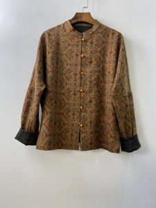 Kurtki damskie 2024 Spring Top End Women Chinese Style Silk Jacquard Single Breastedjacket Elegancka dama All Match Stand Okoł długi rękaw