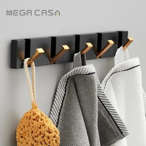 Black Golden Wall Coat Clothes Rack Folding Handduk Hanger för badrum gratis installationskrokar Kökstillbehör 240428