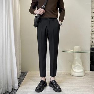 Men's Pants Spring Summer Fashion Pure Color Simple Pencil Men All-match Trendy Slim Fit Trousers Stylish Small Feet Suit Trouser Male