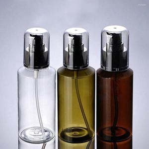 Storage Bottles Wholesale Plastic Spray Bottle 150ml Clear/amber/green Pet For Lotion With Black Pump Double Cap