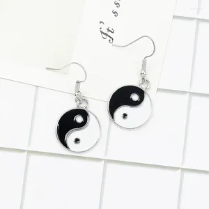 Dangle Earrings Charms Tai Chi Yin Yang Drop Round Enamel Art Black White Design Ethnic For Women Gift Jewelry