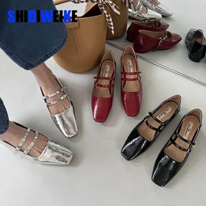 SDWK Spring Women Flat Shoes Fashion Square Toe Shallow Ladies Mary Jane Ballerinas Flat Heel Casual Ballet Shoes 240430