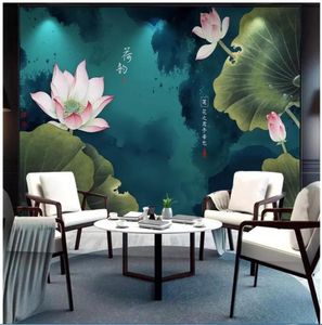 3d wallpaper custom po mural on the wall Chinese ink lotus tv background Home decor living room 3d wall murals wallpaper for wa6435896