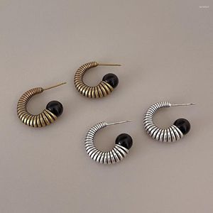 Brincos de metal temperamento de luxo chinês Pedra negra natural