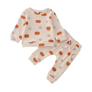 Set di abbigliamento per bambini pantaloni di Halloween outfit lunghi camicie per la felpa di zucca per bambini cadute 2t abiti da ragazza