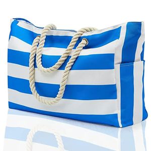 Strandbeutel für Frauen großer wasserdichte Einkaufstasche mit Reißverschluss schultersandsicherem Schwimmbad 240417
