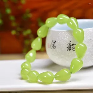 Link Bracelets Natural Grape Jade Teardrop Bracelet Crystal Women Fashion Jewelry Single Circle Elastic Rope Charoite Gift 10X14MM