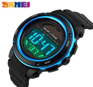 Skmei Outdoor Sport Watch Men Solar PU Pasp zegarek na rękę męską chronograf alarm 5Bar Waterproof Digital Watch ReliOJ Hombre 1096 L3883498