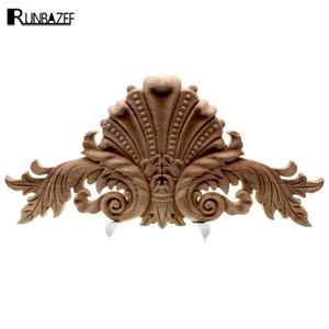 RunBazef Antique Decorative Wood Appliciques Furniture Decor Cabinet Door Oregelbundna trälister Flower Carving Figurine Craft 24221911