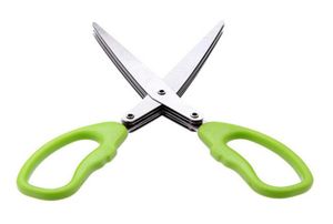 JA13 Multifunctional Stainless Steel Kitchen Knives 5 Layers Scissors Sushi Shredded Scallion Cut Herb Spices Scissor Cooking Too9258058