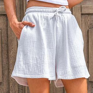 Frauenshorts lässige kurze Hosen stilvoller elastischer Taille Folie mit Taschen locker fit breites Bein für den Sommer