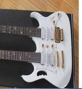 En Kaliteli Yeni Beyaz 612 Dizeler Çift Boyun Elektro Gitar Altın Donanım 1805356