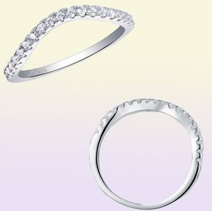 Ela 925 Sterling Silver Packable Wedding Ring Engagement Band for Women Curve Wave Design AAAA Jóias de Zircão4865139