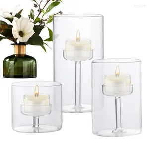 Candle Holders Tealight 3Pcs Clear Candlestick Tea Lights Holder For Wedding Party Centerpieces Table Decor