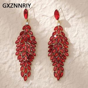 Dangle Ohrringe Fashion Red Crystal Drop für Frauen Accessoires Luxus 2024 Trendy Gold Farbe langer Ohrring Party Schmuckgeschenke Geschenke