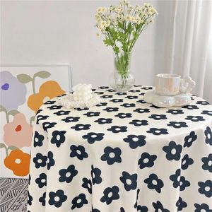 Table Cloth Korean Floral Flower Black White Colorful Tablecloth For Dining Tea Coffee Cover Picnic Kitchen Decor