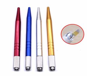 Aluminium Mikroblading Pen Lätt manuell Microblade Needle Holder Caneta Tebori Microblading Eyebrow Tattoo Pen 4943273