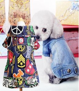 春秋のレトロジーンズ小さな犬の服ジーンズコートペットパピードッグジャケット小犬の服xxs xs s m l1007040