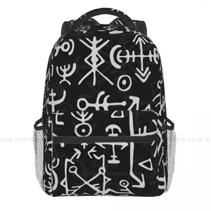 Padrão de símbolos rúnicos de mochila para meninos meninos mitologia Viking Viagens Rucksack Daypack Teenage School Laptop