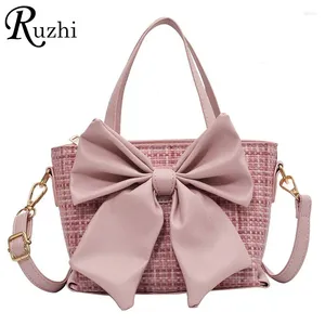 Umhängetaschen Trend Crossbody Body süße rosa große Bogen weiche PU Leder Frauen Luxusdesigner Handtasche Hochqualität 2024 Sommer