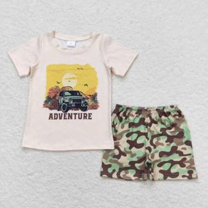 Clothing Sets Green Short Sleeve Camo Boys Outfit RTS Kids Baby Clothes Boutique Wholesale In Stock