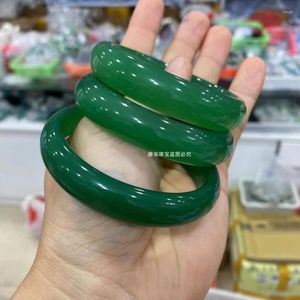 Armreifen -ähnliches Kaiser grünes Chalcedon -Armband Yang Wide Stripe Jade volles Achat transparent g