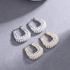 スタイリッシュな幾何学的な真珠カスタマイズされたジュエリーデザインイヤリング240418