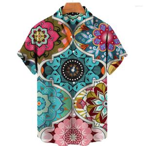 Men's Casual Shirts Fashion Bohemia Pattern 3D Printed For Men Clothes Women Short Sleeve Hawaiian & Blouses Streetwear Y2k Top