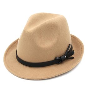 Unisex New Fashion Filz Jazz Hats Classic Top Hats Männer Frauen elegant solide Sunhat Steife Brim Fedora Stylish Trilby Gangst4140415
