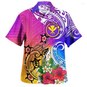 Camisas casuais de masculino verão impressão 3D American Havaí Estado Nacional Bandeira Men Brasão de Arm Graphic Short Fashion Tops Roupas