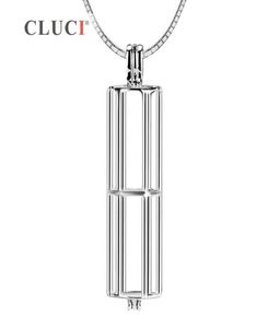 Cluciシリンダーチャームマウント925 Sterling Silver Tube Pearl Necklaces Cage Pendant for OL S1814625022のミニマリズムジュエリー