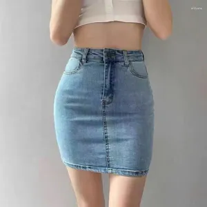 Skirts 2024 Women's Summer Skirt Tight Stretch Package Hip Denim Y2k High-waisted Thin Versatile Spicy Girl Jean A Line