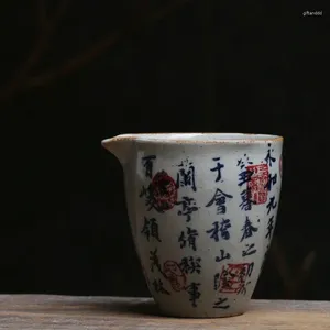 Tazze da tè cinese antico calligrafia ceramica tazza tazza tazza imposta la cerimonia del tè utensile utensile vintage