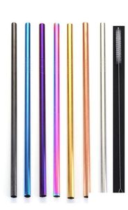 Colorful 304 Stainless Steel Straws Reusable Straight Bent Metal Drinking Straw With Cleaner Brush Party Bar Accessory Czuc32863477