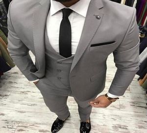 Костюм светло -серый свадебный мужчина Slim Fit 3 шпая тощий жених смокинг Suits Custom Terno Masculino Blazer Jacket Pant Vest9747269