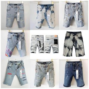 Korta jeans street modedesigner lila jeans mens knappar flyger svart stretch elastiska mager jeans män knappar flyger hip hop varumärke byxor jeans