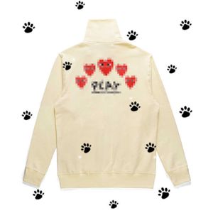 Designer masculino com capuz com des garcons tocam moletom preto CDG Red Heart Hoodie Tamanho X322