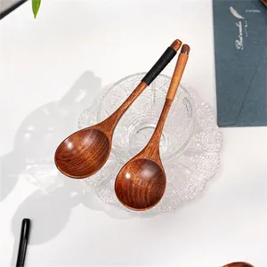 Set di stoviglie cucchiaio da caffè piccolo rotondo in legno naturale accessori da cucina zuppa per case da cucchiaino cucchiaino in legno