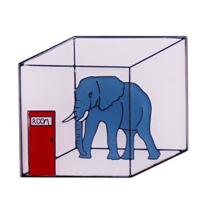 Cartoon -Elefant im Zimmer Emaille Pin Lustige Metall Brosche Revers Abzeichen Dekor Rucksackjacke Accessoires Juwely Geschenk