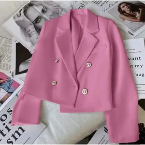 Fashion Short Women Blazers Elegant Female Suits Jacket Tops Casual Solid Long Sleeve Office Lady Blazer Coat Spring Autumn 240417