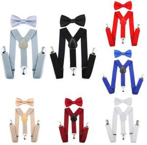 Bisenme per bambini elastici regolabili con set da binl boro bowtie set abbinati per le cravatte per la sospensione per ragazza ragazzo 7 colori bbyes3762656