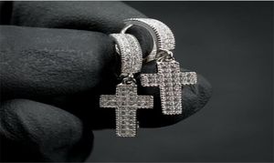 Hip Hop Cross Dangle Earring Vintage Jewelry 925 Sterling Silvergold Fill Pave White Sapphire CZ Dimaond GemsRones Bridal Women W7808065