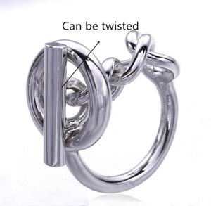 925 Pierścień łańcucha srebrnego linowania z obręczą dla kobiet francuskie popularne pierścień zapięcia srebrna biżuteria 246Y5767075